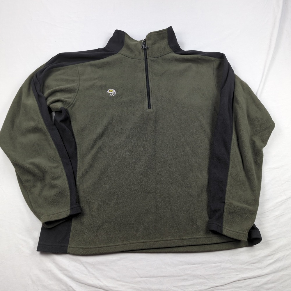 Mountain Hardwear Fleece Jacket Mens Extra Large Green Quater Zip Outdoor Hiking